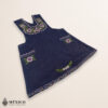 Blue Mexican embroidered basic handmade apron featuring a floral design