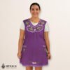 Burgundy Mexican embroidered basic handmade apron featuring a floral design