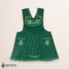 Green Mexican embroidered basic handmade apron featuring a floral design
