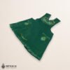 Green Mexican embroidered basic handmade apron featuring a floral design