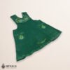 Green Mexican embroidered basic handmade apron featuring a floral design