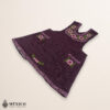 Burgundy Mexican embroidered basic handmade apron featuring a floral design