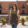 Brown Mexican embroidered basic handmade apron featuring a floral design