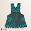 Turquoise Mexican embroidered standard kitchen apron featuring floral embroidery