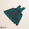 Turquoise Mexican embroidered standard kitchen apron featuring floral embroidery