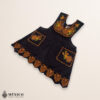 Brown Mexican embroidered standard kitchen apron featuring floral embroidery