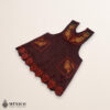 Brown and red Mexican embroidered standard kitchen apron featuring floral embroidery