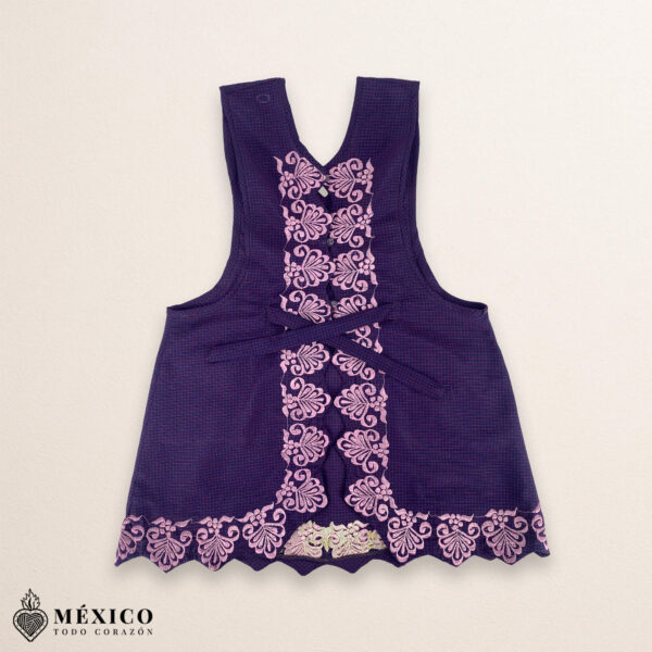 Purple Mexican Embroidered Apron – Standard Kitchen Apron Floral Embroidery - Image 5