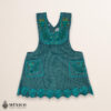 Turquoise Mexican embroidered standard kitchen apron featuring floral embroidery