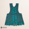 Turquoise Mexican embroidered standard kitchen apron featuring floral embroidery