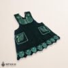 Green Mexican embroidered standard kitchen apron featuring floral embroidery