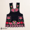 Black Mexican embroidered premium cotton blend apron featuring a pink floral design