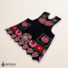 Black Mexican embroidered premium cotton blend apron featuring a pink floral design