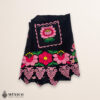 Black Mexican embroidered premium cotton blend apron featuring a pink floral design