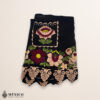 Black Mexican embroidered premium cotton blend apron featuring a beige floral design