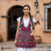 Pink Mexican embroidered premium cotton blend apron featuring a fuchsia floral design
