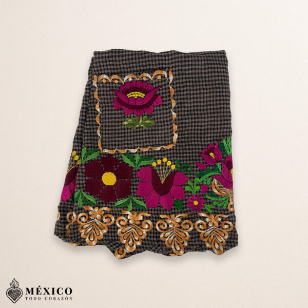 Brown Mexican Embroidered Apron – Premium Cotton Blend Apron with Pink Floral Design - Image 7