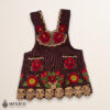 Brown Mexican embroidered premium cotton blend apron featuring a red floral design