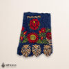 Blue Mexican embroidered premium cotton blend apron featuring a red floral design