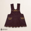 Dark burgundy Mexican embroidered essential cotton blend kitchen apron featuring a daisy floral design
