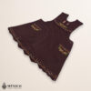 Dark burgundy Mexican embroidered essential cotton blend kitchen apron featuring a daisy floral design