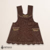Brown checkered Mexican embroidered essential cotton blend kitchen apron featuring a daisy floral design