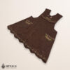 Brown checkered Mexican embroidered essential cotton blend kitchen apron featuring a daisy floral design