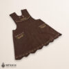 Brown checkered Mexican embroidered essential cotton blend kitchen apron featuring a daisy floral design