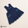 Blue Mexican embroidered essential cotton blend kitchen apron featuring a daisy floral design
