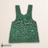 Green Mexican embroidered essential cotton kitchen apron featuring a floral design