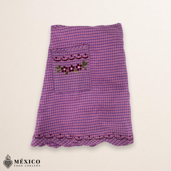 Pink Blue Mexican Embroidered Apron – Essential Cotton Blend Kitchen Apron with Daisy Floral Design - Image 5