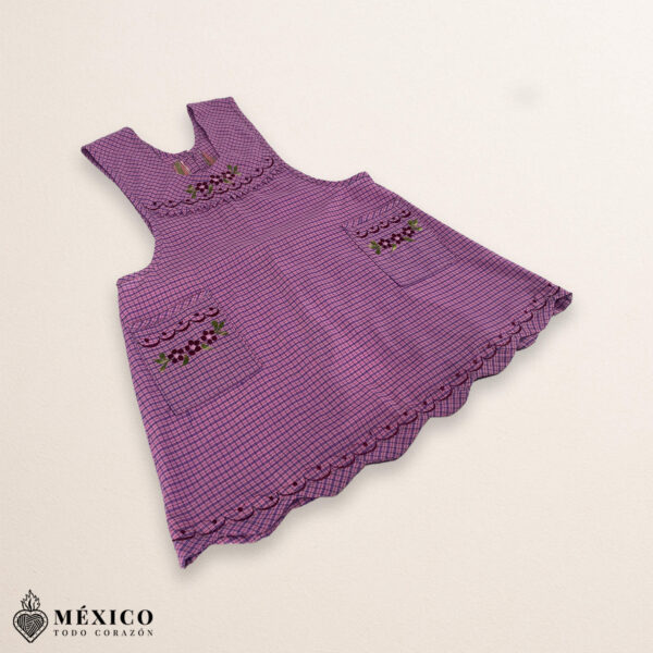 Pink Blue Mexican Embroidered Apron – Essential Cotton Blend Kitchen Apron with Daisy Floral Design - Image 6