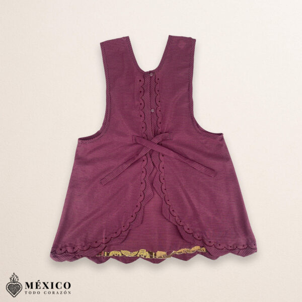 Cherry Mexican embroidered essential cotton kitchen apron featuring a floral design