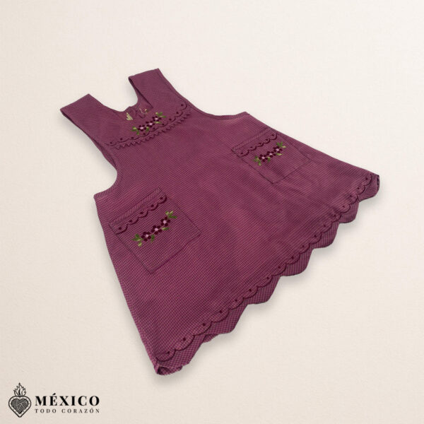 Cherry Mexican embroidered essential cotton kitchen apron featuring a floral design