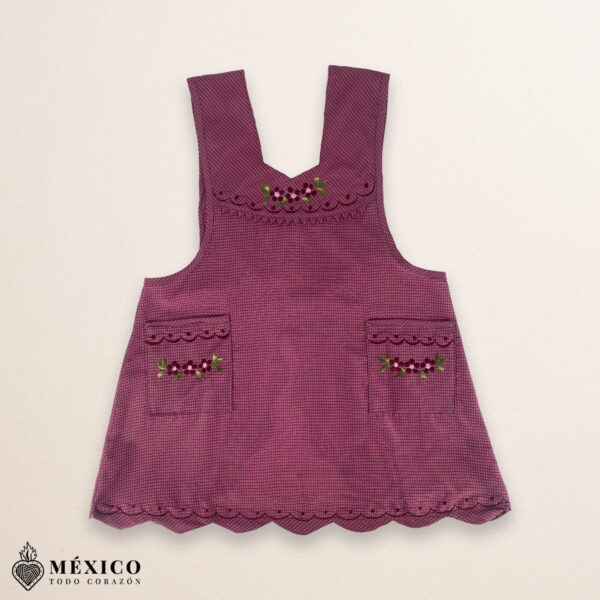 Cherry Mexican Embroidered Apron – Essential Cotton Kitchen Apron Floral Design - Image 3