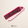 Pink embroidered Mexican waist belt featuring a floral and butterfly design