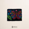 Black embroidered Mexican waist belt featuring a floral and butterfly design
