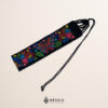 Black embroidered Mexican waist belt featuring a floral and butterfly design