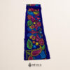 Blue embroidered Mexican waist belt featuring a floral and butterfly design