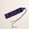Blue embroidered Mexican waist belt featuring a floral and butterfly design