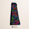 Black embroidered Mexican waist belt featuring a floral and butterfly design