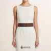 Brown embroidered Mexican waist belt featuring a floral and butterfly design