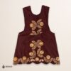 Red-brown Mexican embroidered apron with standard kitchen fit and detailed floral embroidery