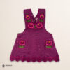 Fucsia Mexican embroidered apron with standard kitchen design and vibrant floral embroidery