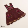 Brown Mexican embroidered apron with standard kitchen style and beautiful floral embroidery