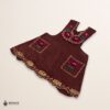 Brown Mexican embroidered apron with standard kitchen style and beautiful floral embroidery