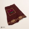 Brown Mexican embroidered apron with standard kitchen style and beautiful floral embroidery