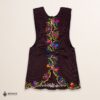 Brown Mexican embroidered apron with standard kitchen design and beautiful floral embroidery