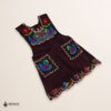 Brown Mexican embroidered apron with standard kitchen design and beautiful floral embroidery