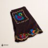 Brown Mexican embroidered apron with standard kitchen design and beautiful floral embroidery